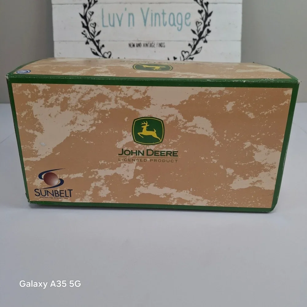 John Deere 3 Pce Ceramic Canister Set Farm Tractor Barn Scene Sunbelt‎ 106044-01